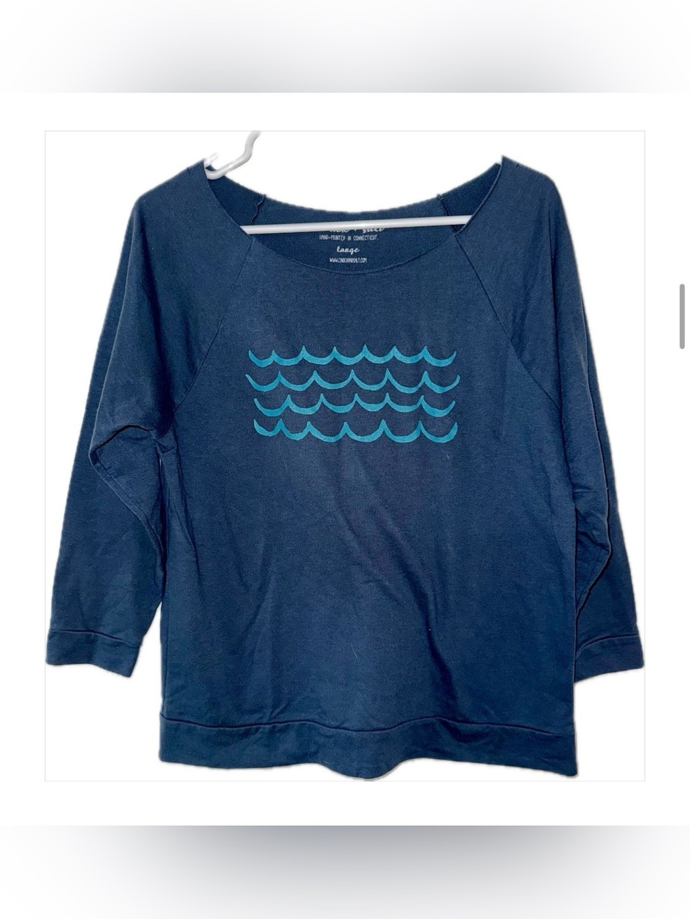 Navy shirt with Teal Wave Graphic